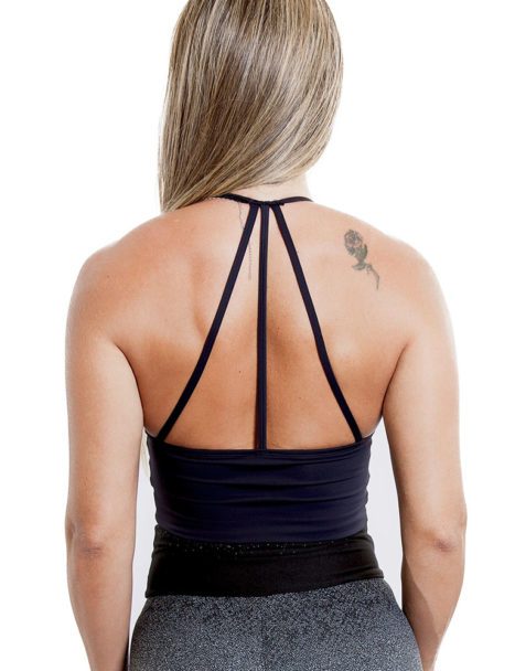 Top Cropped Strapy Preto